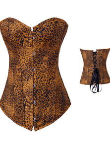 Sexy Lingerie Leopard Print Denim Corset