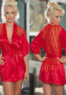 Satin And Lace Robe Sexy Lingerie