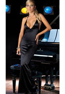 Long V Neck Gown Black
