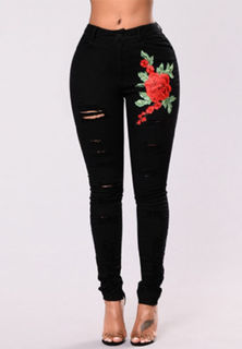 Roses Jean Leggings Sexy Lingerie