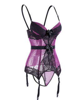 Sheer Bustier Garter Set Sexy Lingerie